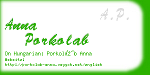anna porkolab business card